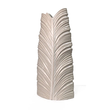 Picture of TROPICAL WHT CER LEAF VASE-SM