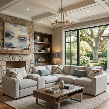 Picture of QUEEN ANN 5PC SECTIONAL W/CONS