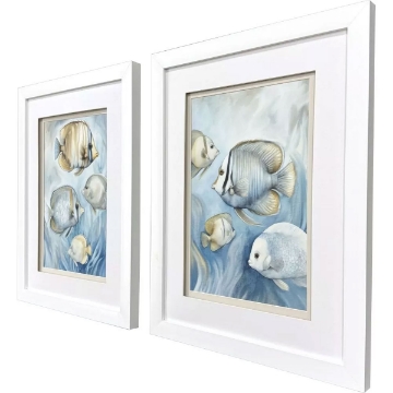 Picture of S/2 SWIMMING FISH FRM ART