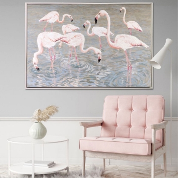 Picture of FLAMINGOES IN WATER FRM ART