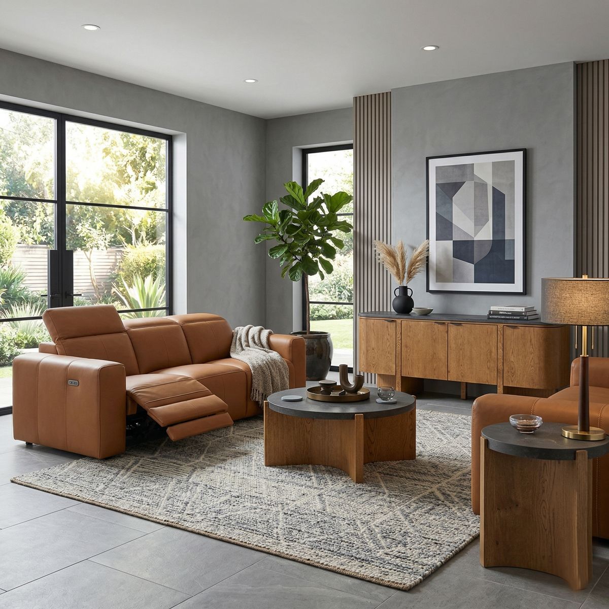 Airy Antelope Power Sofa by Flexsteel with Power Headrest