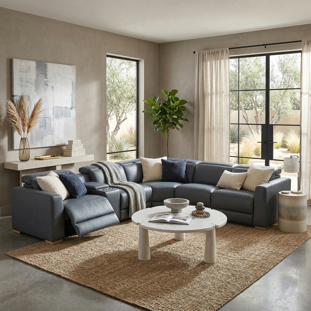Aurora Blue 6-Piece Reclining Sectional