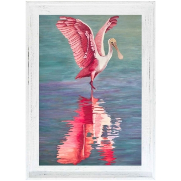 Picture of PINK SPOONBILLED BIRD ON WATER
