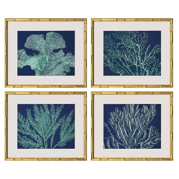 Picture of S/4 SEA GARDEN BL/GRN PRINTS