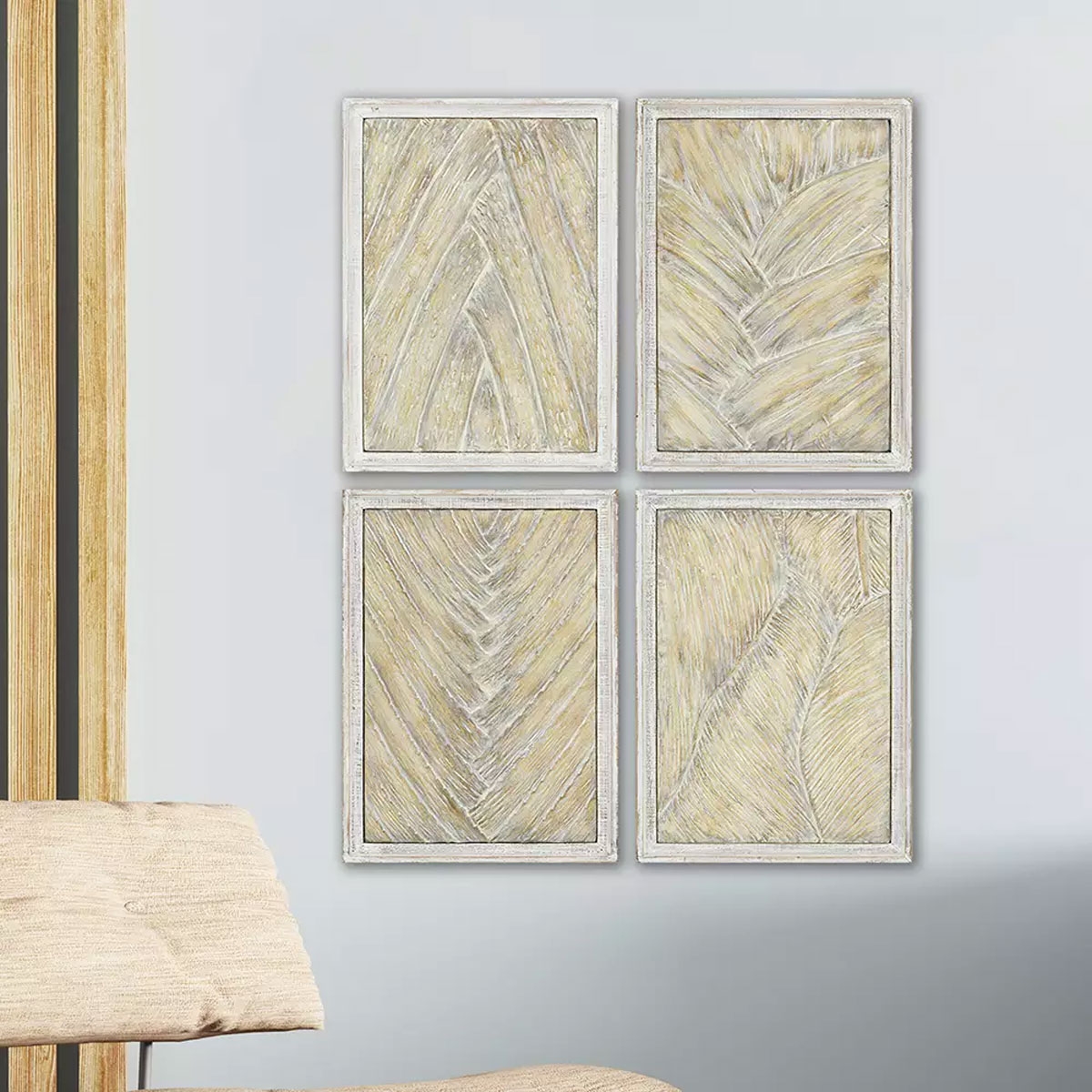 Picture of PALM FROND CEMENT WALLART S/4