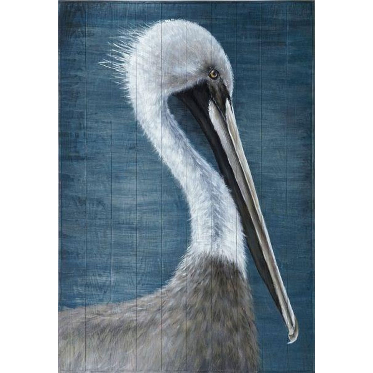 Picture of BLUE PELICAN WOOD WALL ART