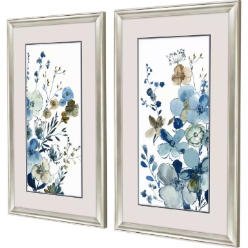 Picture of BLUE BLOSSOMING S/2 FLORAL ART